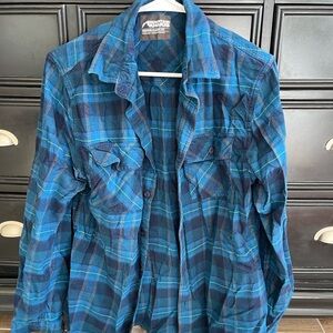 Mountain Khakis Blue and Black Plaid Shirt